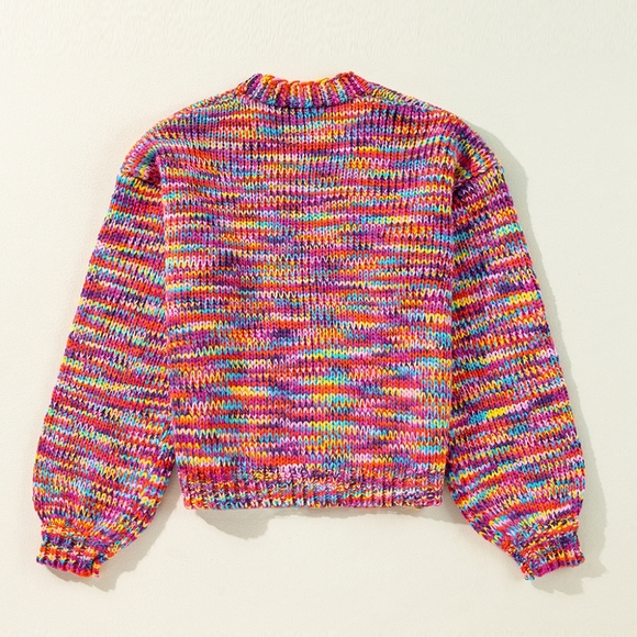 🚨L11 Pink Confetti Drop Shoulder Open Front Cardigan - Picture 7 of 9